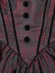 Black And Red Dense Jacquard With Irregular Texture Pattern Front Three Dimensional Button Lapel Design Gothic Style Puff Sleeve Dress