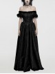 Black Dense Jacquard With Irregular Texture Pattern Front Three Dimensional Button Lapel Design Gothic Style Puff Sleeve Dress
