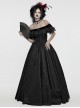 Black Dense Jacquard With Irregular Texture Pattern Front Three Dimensional Button Lapel Design Gothic Style Puff Sleeve Dress