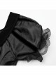 Black Dense Jacquard With Irregular Texture Pattern Front Three Dimensional Button Lapel Design Gothic Style Puff Sleeve Dress