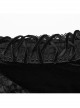 Black Stretch Velvet Splicing Flocked Lace Low Cut Flower Net Design Side Hollow Tie Gothic Style Long Sleeved Dress