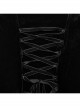 Black Stretch Velvet Splicing Flocked Lace Low Cut Flower Net Design Side Hollow Tie Gothic Style Long Sleeved Dress