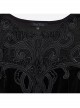 Gorgeous Black Stretch Velvet Splicing Slightly Transparent Flower Net Front Center Three Dimensional Gem Lace Gothic Style Lace Long Sleeved Dress