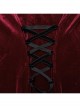 Gorgeous Black Red Stretch Velvet Splicing Slightly Transparent Flower Net Front Center Three Dimensional Gem Lace Gothic Style Lace Long Sleeved Dress