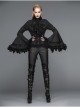 Big Flared Long Sleeves Chest Lace Frilly Back Lace-Up Black Gothic Blouse