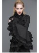 Big Flared Long Sleeves Chest Lace Frilly Back Lace-Up Black Gothic Blouse