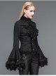 Big Flared Long Sleeves Chest Lace Frilly Back Lace-Up Black Gothic Blouse