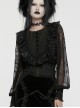 Black Suede Fabric Lace Mesh 3D Appliques Half Circle Rivets In The Middle Of The Front Gothic Style Hollow Corset