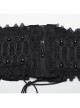 Black Suede Fabric Lace Mesh 3D Appliques Half Circle Rivets In The Middle Of The Front Gothic Style Hollow Corset