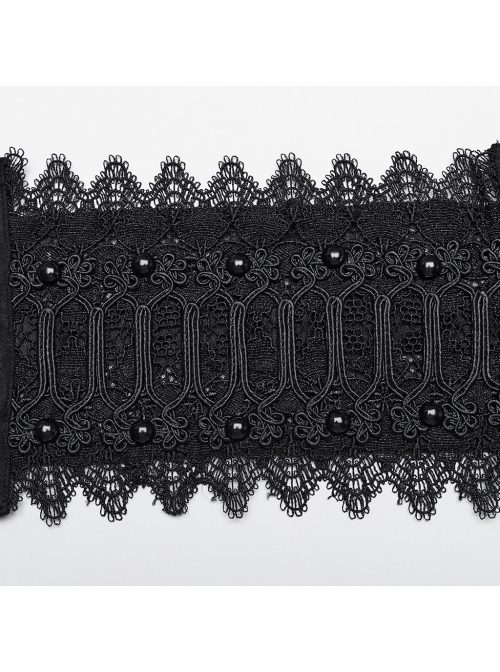 Black Suede Fabric Lace Mesh 3D Appliques Half Circle Rivets In The Middle Of The Front Gothic Style Hollow Corset
