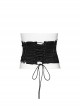 Black Suede Fabric Lace Mesh 3D Appliques Half Circle Rivets In The Middle Of The Front Gothic Style Hollow Corset