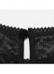 Lightweight Stretch Black Lace With Micro Transparent Mesh Front Three Dimensional U Shaped Patch With Pleated Lace Gothic Style Lantern Sleeve Shirt