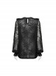 Lightweight Stretch Black Lace With Micro Transparent Mesh Front Three Dimensional U Shaped Patch With Pleated Lace Gothic Style Lantern Sleeve Shirt