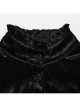 Black Vintage Stretch Velvet Front Center V Shaped Hem With Rose Button Gothic Style High Collar Pleated Flared Sleeve Shirt