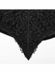 Black Vintage Stretch Velvet Front Center V Shaped Hem With Rose Button Gothic Style High Collar Pleated Flared Sleeve Shirt