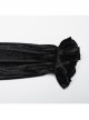 Black Vintage Stretch Velvet Front Center V Shaped Hem With Rose Button Gothic Style High Collar Pleated Flared Sleeve Shirt