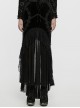 Elegant Half Circle Black Stretch Velvet Spliced ​​Pleated Chiffon Side Zipper Design Gothic Style Fishtail Skirt