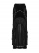 Elegant Half Circle Black Stretch Velvet Spliced ​​Pleated Chiffon Side Zipper Design Gothic Style Fishtail Skirt