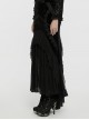 Elegant Half Circle Black Stretch Velvet Spliced ​​Pleated Chiffon Side Zipper Design Gothic Style Fishtail Skirt