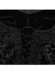 Black Gorgeous Velvet Splicing Flocking Flower Net Front Middle V Neck With Lace Lace Gothic Style Long Sleeved T-Shirt