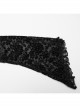 Black Gorgeous Velvet Splicing Flocking Flower Net Front Middle V Neck With Lace Lace Gothic Style Long Sleeved T-Shirt