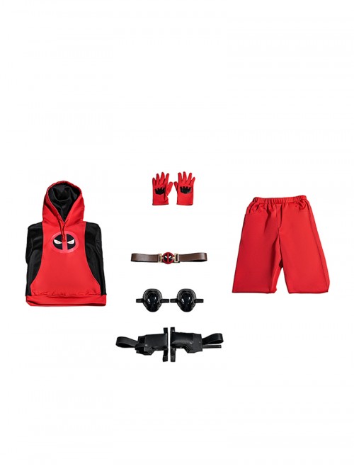 Movie Deadpool & Wolverine Deadpool Children Hoodie Halloween Cosplay Costume Set Without Helmet And Shoes And Pistol
