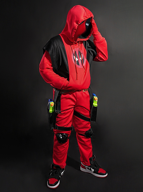 Movie Deadpool & Wolverine Deadpool Children Hoodie Halloween Cosplay Costume Set Without Helmet And Shoes And Pistol