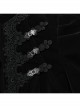 Asymmetrical Black Velvet Fabric Delicate Appliques Gothic Style Long Sleeved Stand Up Collar Coat