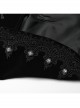 Asymmetrical Black Velvet Fabric Delicate Appliques Gothic Style Long Sleeved Stand Up Collar Coat