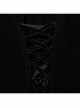 Asymmetrical Black Velvet Fabric Delicate Appliques Gothic Style Long Sleeved Stand Up Collar Coat