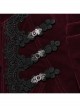 Asymmetrical Red Velvet Fabric Delicate Appliques Gothic Style Long Sleeved Stand Up Collar Coat