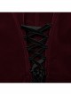 Asymmetrical Red Velvet Fabric Delicate Appliques Gothic Style Long Sleeved Stand Up Collar Coat