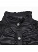 Black Light Woven Patchwork Mesh Front Center Pleats Exquisite Hand Stitched Pattern Embellishment Gothic Style Lantern Sleeve Shirt