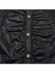 Black Light Woven Patchwork Mesh Front Center Pleats Exquisite Hand Stitched Pattern Embellishment Gothic Style Lantern Sleeve Shirt