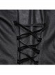 Black Light Woven Patchwork Mesh Front Center Pleats Exquisite Hand Stitched Pattern Embellishment Gothic Style Lantern Sleeve Shirt