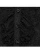 Exquisite Black Rose Woven Stitching Lace Double Layer Ruffle Front Center False Placket Gothic Style Long Sleeved Low Neck T-Shirt