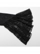Exquisite Black Rose Woven Stitching Lace Double Layer Ruffle Front Center False Placket Gothic Style Long Sleeved Low Neck T-Shirt