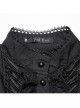 Black Non Stretch Woven Lace Front Center Lapel Design Gothic Style Slim Long Sleeve Shirt
