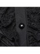 Black Non Stretch Woven Lace Front Center Lapel Design Gothic Style Slim Long Sleeve Shirt
