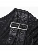 Novelty Black Elastic Rose Knitted Patchwork Lace Front Center Cross Leather Strap Decoration Gothic Style V Neck Long Sleeve Dress