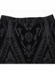 Elegant And Gorgeous Flocked Mesh Front Center Totem With Lace Binding Black Gothic Style Stretch Skirt