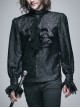 Paisley Jacquard Beads Chest Rose Mesh Lace Cuff Black Gothic Shirt