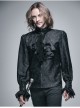Paisley Jacquard Beads Chest Rose Mesh Lace Cuff Black Gothic Shirt