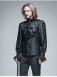 Paisley Jacquard Beads Chest Rose Mesh Lace Cuff Black Gothic Shirt