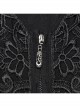 Black Stretch Dark Pattern Woven Splicing Micro Transparent Chiffon Front Neutral Collar Hollow Applique With Pendant Gothic Style Long Sleeved Shirt
