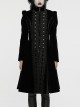 Gorgeous Black Velvet Front Center Symmetrical Lace Hand Sewn Button Design Gothic Style Long Sleeved Coat