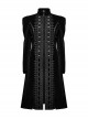 Gorgeous Black Velvet Front Center Symmetrical Lace Hand Sewn Button Design Gothic Style Long Sleeved Coat