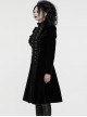 Gorgeous Black Velvet Front Center Symmetrical Lace Hand Sewn Button Design Gothic Style Long Sleeved Coat