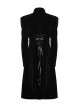 Gorgeous Black Velvet Front Center Symmetrical Lace Hand Sewn Button Design Gothic Style Long Sleeved Coat