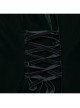 Gorgeous Black Green Velvet Front Center Symmetrical Lace Hand Sewn Button Design Gothic Style Long Sleeved Coat